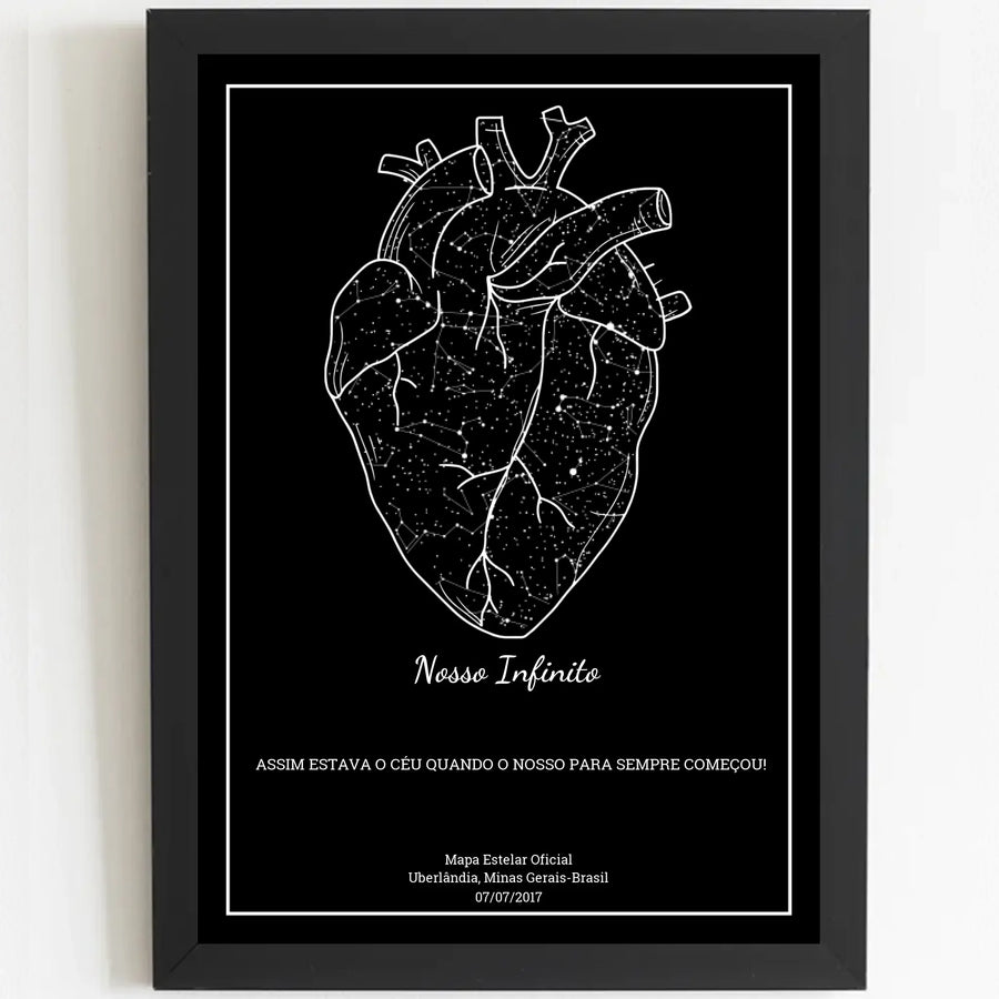 Mapa Estelar Preto Coração